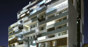 Фасада со ефект на замаглен фокус на зграда во Сиднеј