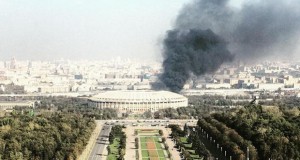 Во Москва се запали Олимпискиот стадион Лужники