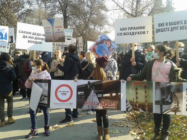 протести  во скопје за загадување