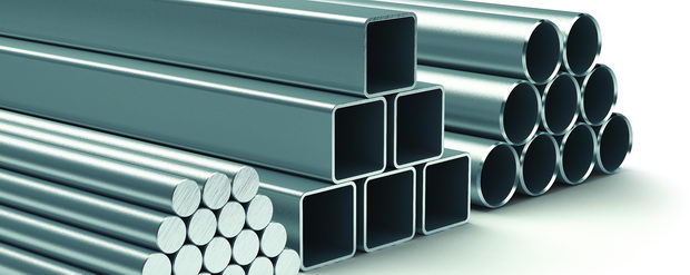 Stainless steel. Group of rolled metal.