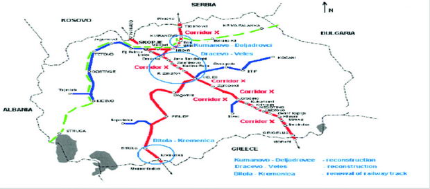 Слика 3. Приказ на проектите од железничката инфраструктура во Р.Македонија за кои е изработена CBA анализа