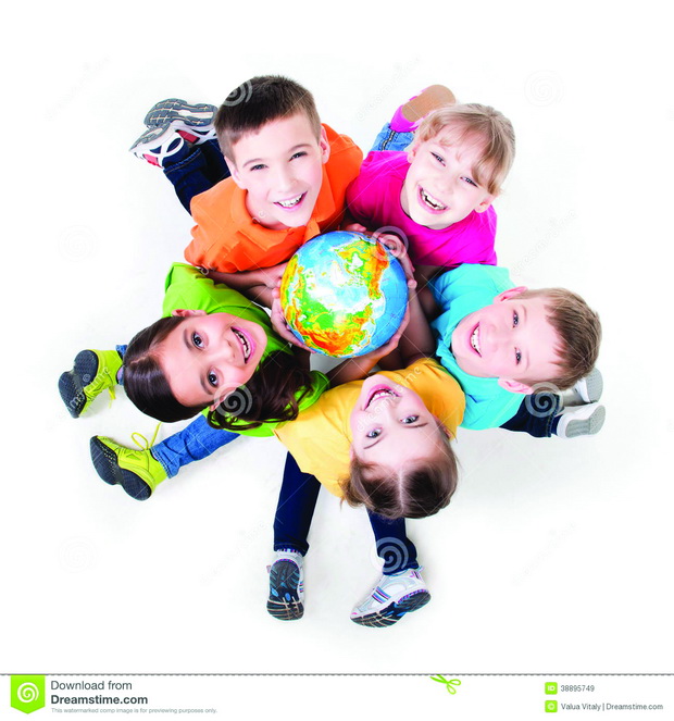 group-kids-sitting-floor-circle-smiling-globe-his-hands-isolated-white-38895749