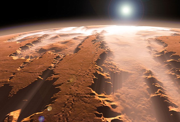 Artist's concept of the Valles Marineris canyons on Mars.
