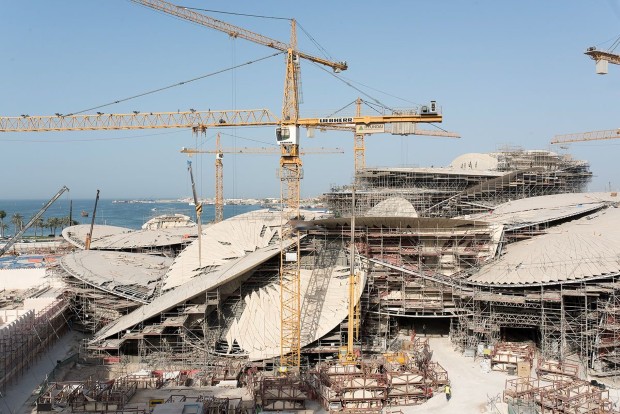 Chantier du National Museum of Qatar - architecte Jean Nouvel. Doha, Qatar, mai 2015.