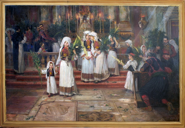 359. Мурат Марко, Внатрешност на црквата Св. Влахо-Дубровник, масло , 1898 (околу), 118х177
