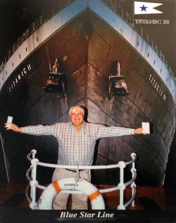 SCW030712titanic Mock-up photo of Clive Palmer with his new shipping line, Titanic II. Photo Rae Wilson / Newsdesk