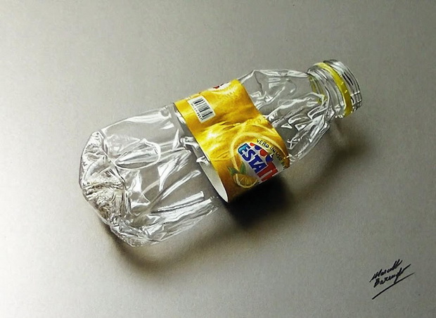 Crushed Plastic Bottle - Hyperrealistic Drawing