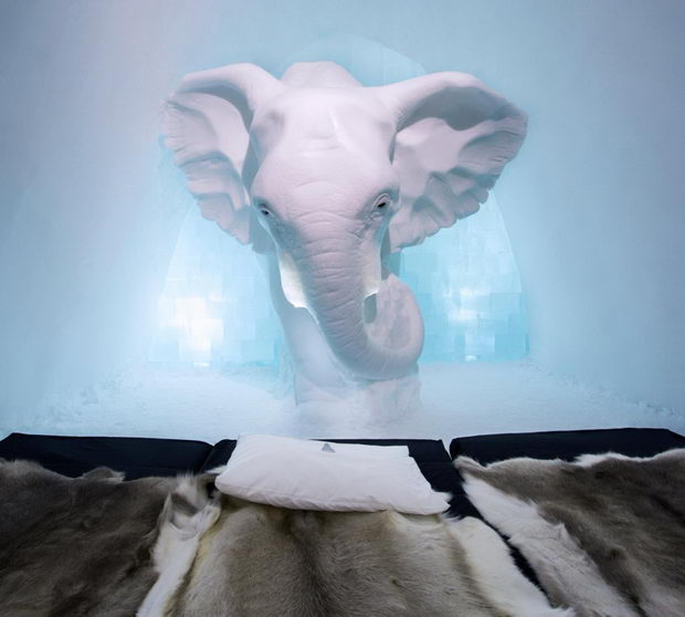 Art suite at the Ice hotel in Jukkasjärvi, Sweden.
