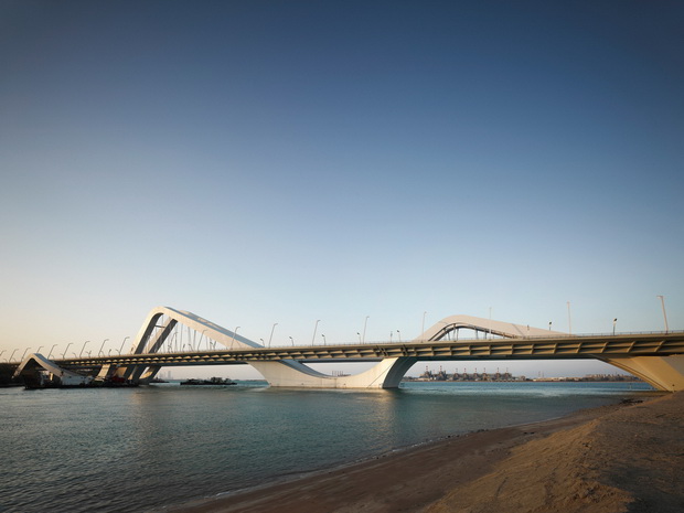 Sheikh Zayed Bridge, Zaha Hadid, Abu Dhabi, United Emirates, 2010, Daytime Elevation Of Main Span Linking Abu Dhabi Island With Gulf South Shore, Zaha Hadid, United Arab Emirates, Architect