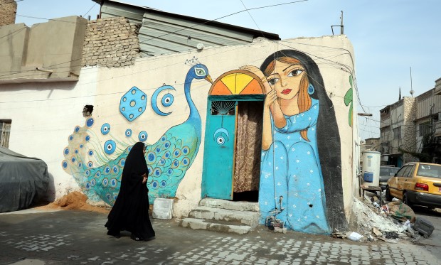 Street artworks adorn heritage neighbourhoods in Baghdad