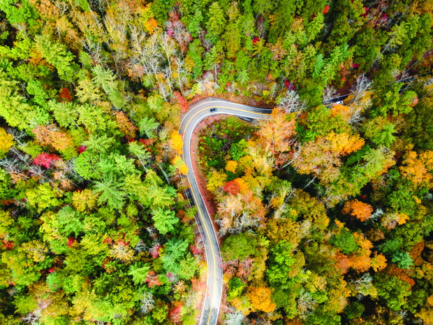 Aerial View of the Tail of the Dragon in the Fall