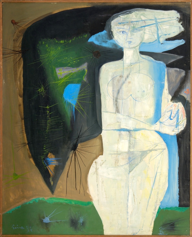 604. Прица Златко, Девојка (со бело јаболко), масло на платно, 1957, 100х81_