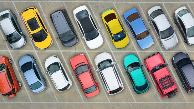 Empty parking lots, aerial view.