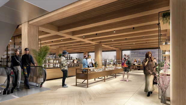Open Retail space with expressed timber structure