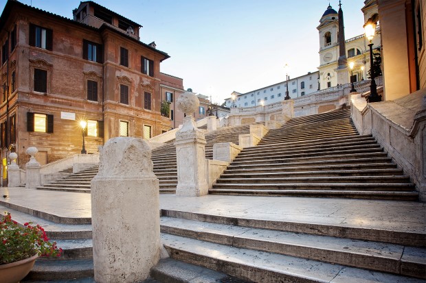 The Spanish Steps in Early Morning Light in Rome, Italy