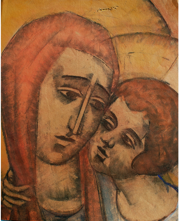 1915. Личеноски Лазар, Св. Богородица со Христос, 1931, хартија комбинирана техника, 41х33