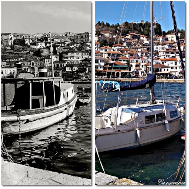 Поглед од охридското пристаниште кон стариот дел од градот