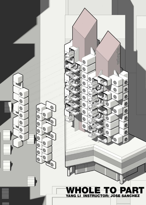 07. Extracting modular units of Nakagin Tower and multiplicated as part of Yona Friedman city conception- the future of asians cities of tomorrow