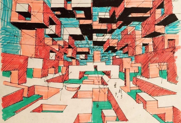 09. Graphic presentation of Yona Friedmans spacial city conception