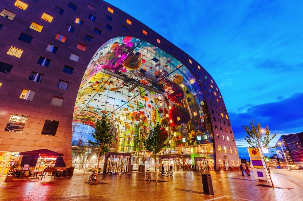 13.Огромниот тавански мурал, поглед од надвор, Markthal, Ротердам