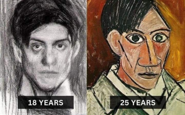 Еволуција на автопортретите на Пикасо од 18 до 90 години